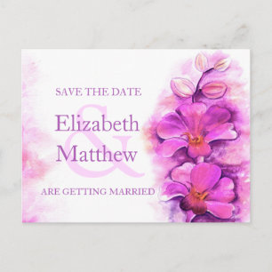 Orchid painted flower save the date card