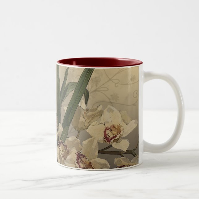 Orchid Painting Two-Tone Coffee Mug (Right)