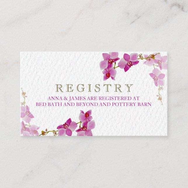 Orchid Paradise Wedding Registry Card (Front)