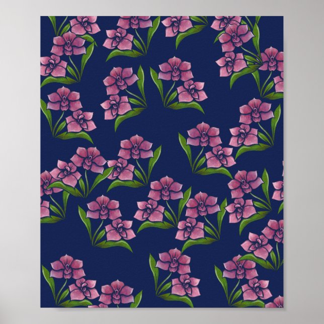 Orchid Pattern Garden of Orchids Art Poster (Front)