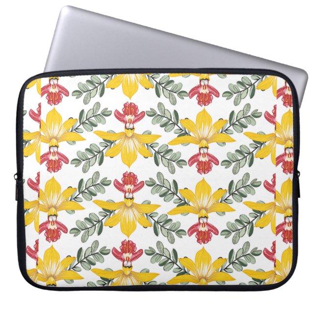 orchid pattern laptop sleeve (Front)