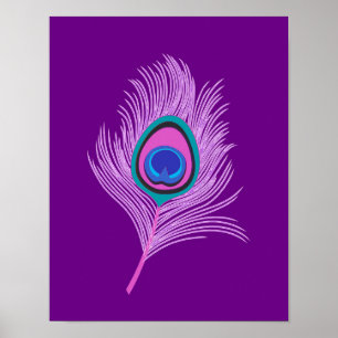 Orchid Peacock Feather on Amethyst Purple Poster