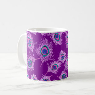 Orchid Peacock Feathers on Amethyst Purple  Coffee Mug