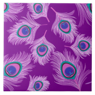 Orchid Peacock Feathers on Amethyst Purple Tile