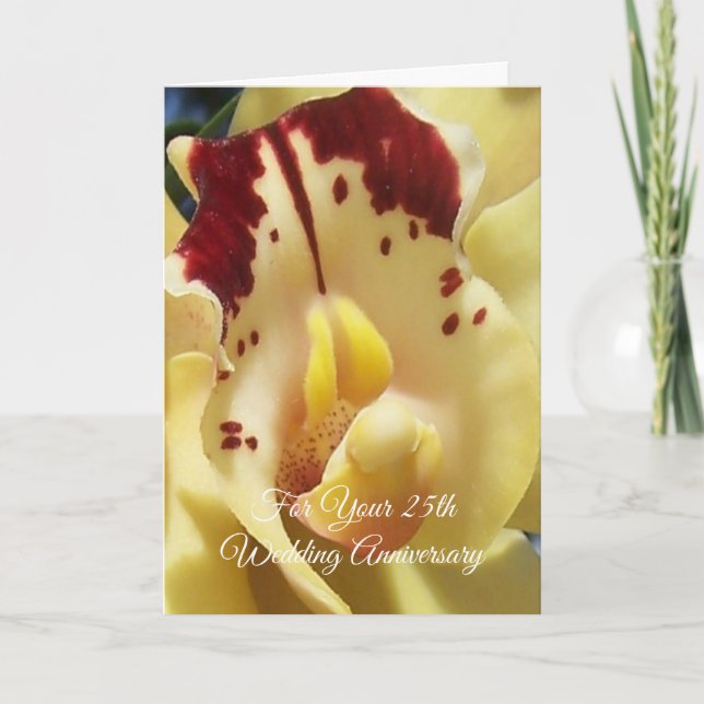 Orchid Personalised 25th Wedding Anniversary Card (Front)