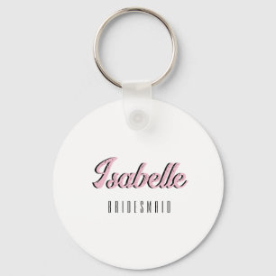 Orchid Pink 3D Funny Name Bridesmaid Key Ring
