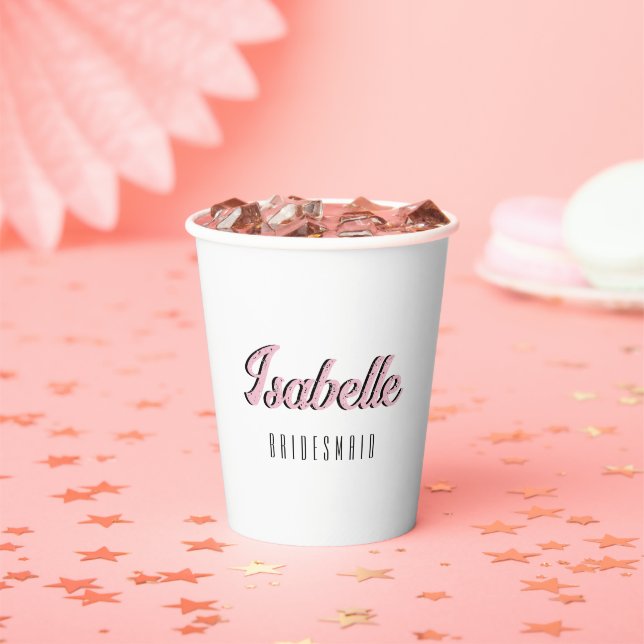 Orchid Pink 3D Funny Name Bridesmaid   Paper Cups (Insitu)