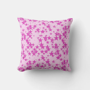 Orchid pink stars on a soft pink background cushion