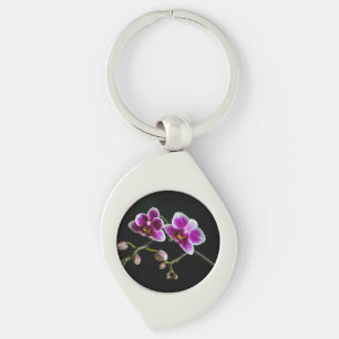 Orchid pink white colour on black pale gentle  key ring