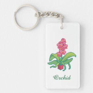 orchid pixel art, Pixel Art Key Ring