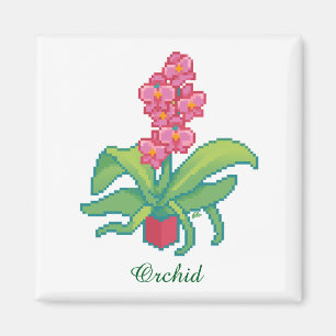 orchid pixel art, Pixel Art Magnet