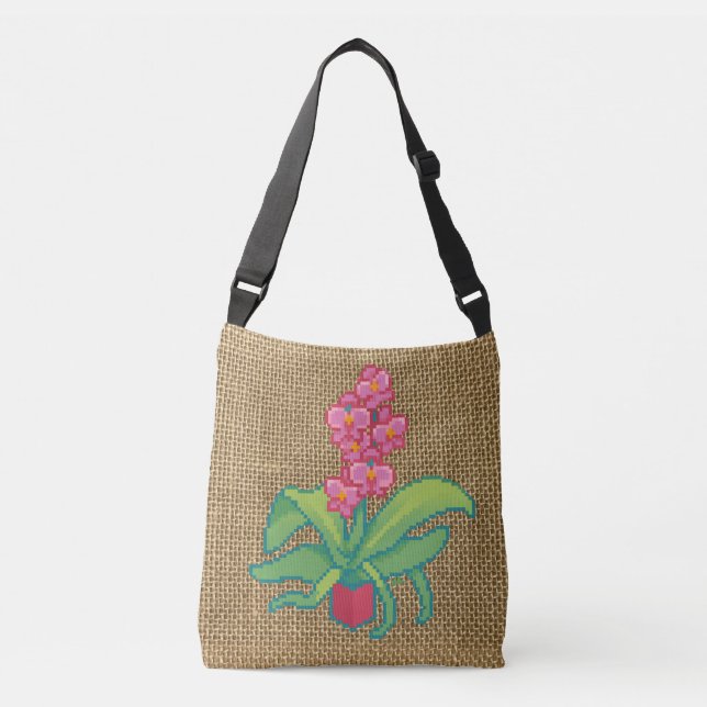 Orchid Pixelart, Pixel Art  Crossbody Bag (Front)