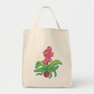 Orchid Pixelart, Pixel Art Tote Bag