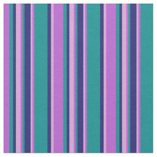 Orchid, Plum, Midnight Blue & Dark Cyan Lines Fabric