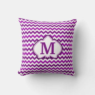 Orchid Purple Chevron Personalised Monogram Cushion