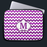 Orchid Purple Chevron Personalised Monogram Laptop Sleeve<br><div class="desc">This trendy, girly design features a bright, colourful orchid - purple chevron pattern in two alternating shades of fuchsia / purple on a white background. It has a flower - shaped outlined space where you can add your monogram / initial in purple to personalise. It's a very pretty, chic, stylish...</div>