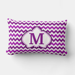 Orchid Purple Chevron Personalised Monogram Lumbar Cushion
