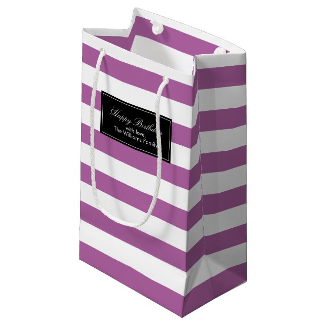 Orchid Purple Stripes Pattern Small Gift Bag (Front Angled)