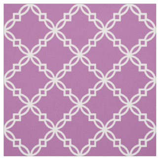 Orchid Purple, White Fancy Moroccan Quatrefoil Fabric