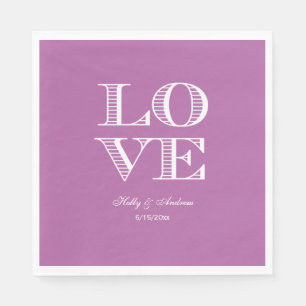 Orchid Purple, White LOVE Napkins