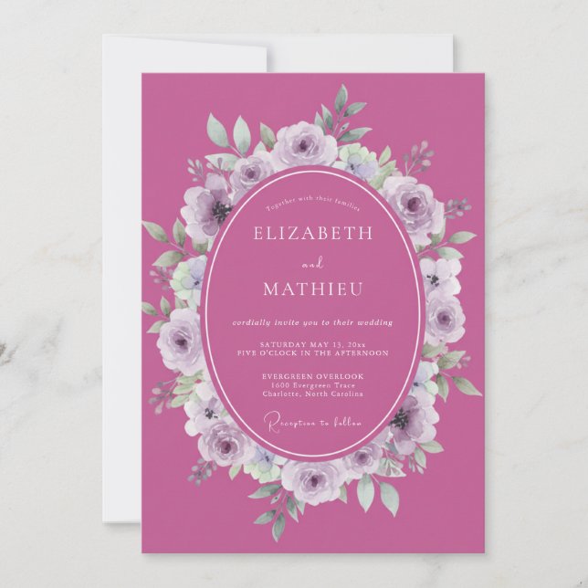 Orchid Ranunculus Wedding Invitation (Front)