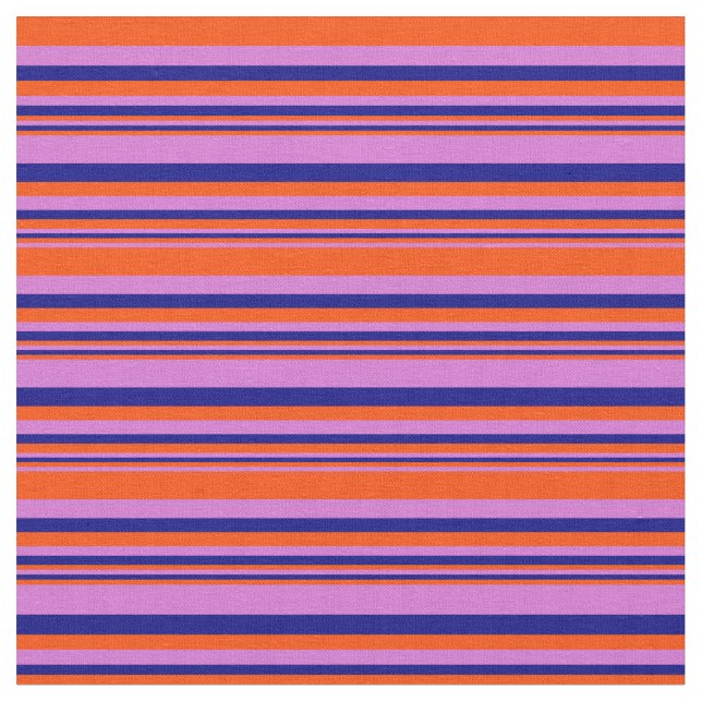 Orchid, Red, and Blue Coloured Pattern of Stripes Fabric (Close Up)