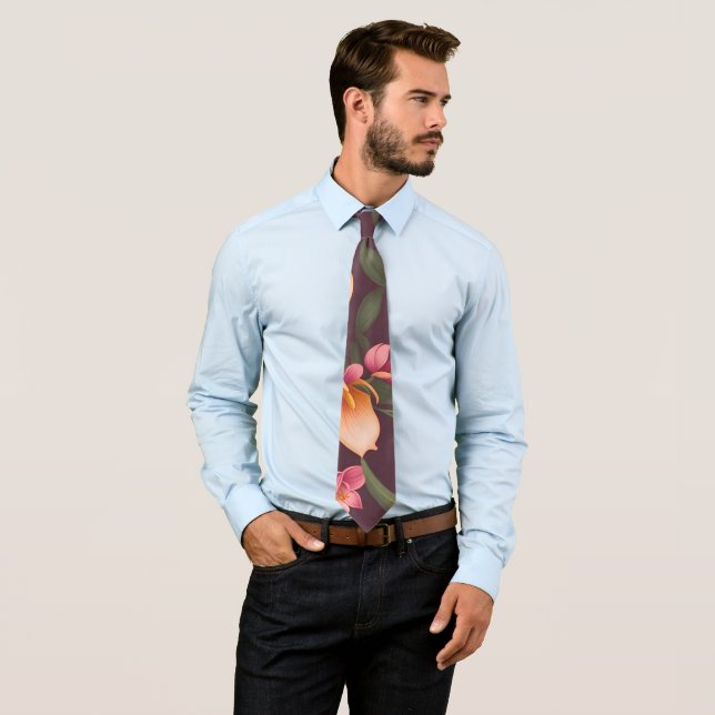 Orchid Retro Colourful Personalised Pattern Tie (In Situ)