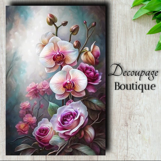 Orchid Rose Dream Decoupage Tissue Paper (Orchid Rose Dream Decoupage Tissue Paper)