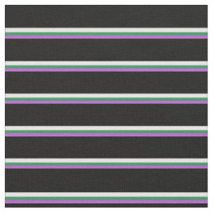 Orchid, Sea Green, White, and Black Coloured Lines Fabric