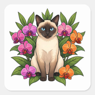 orchid siamese cat stickers