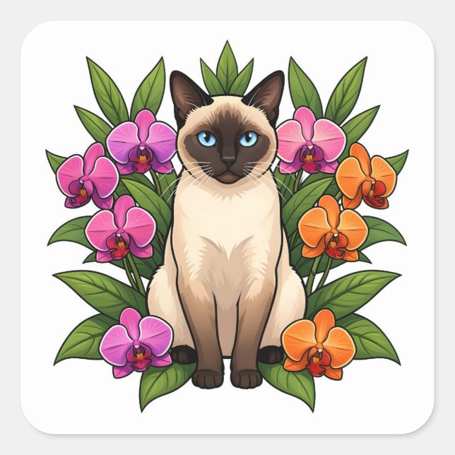 orchid siamese cat stickers (Front)