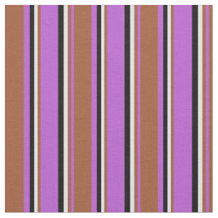 Orchid, Sienna, Lavender & Black Coloured Stripes Fabric