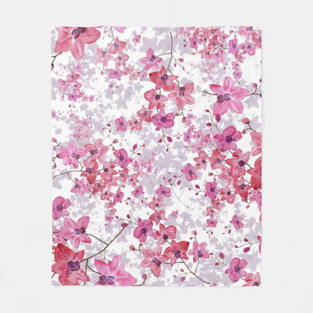 Orchid: singular red beauty. fleece blanket (Front)