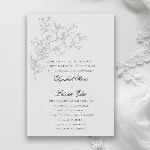 Orchid Sketch Formal Traditional Ivory Wedding Invitation