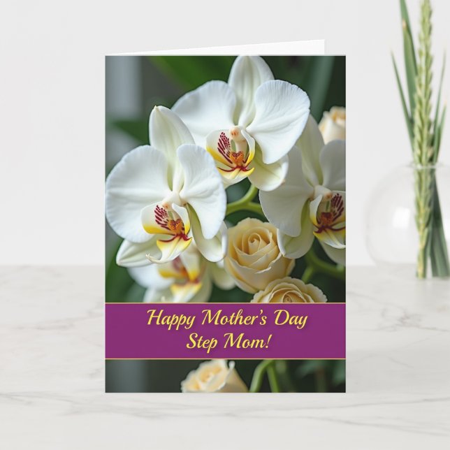 Orchid Step Mum Day Message Card (Front)