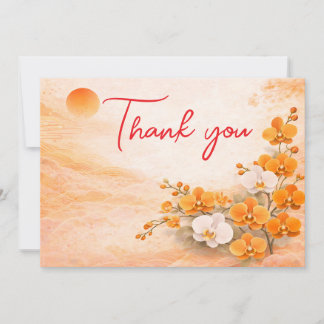 Orchid Thank You Card – Warm Orange Floral Design
