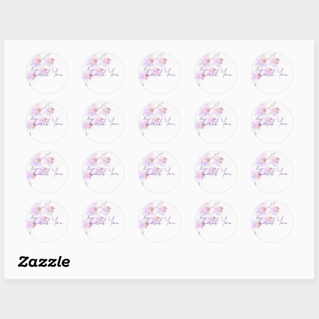 Orchid Thank You Stickers (Sheet)