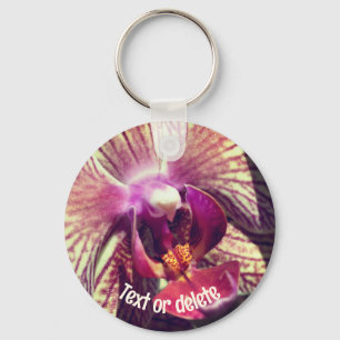 Orchid Up Close Flower Personalised Key Ring