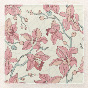 Orchid Vintage Pattern: Elegant Paper Glass Coaster