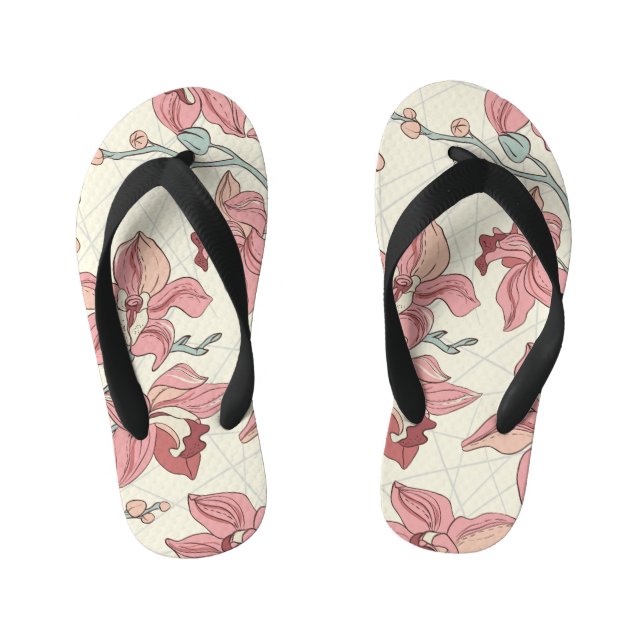Orchid Vintage Pattern: Elegant Paper Kid's Jandals (Footbed)