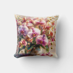 Orchid Watercolor Floral Artwork Cushion
