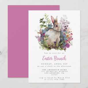 Orchid Watercolor Floral Easter Brunch Invitation