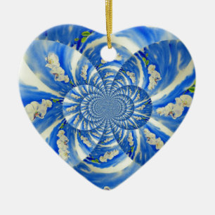 Orchid Watercolor painting, Clouds Mandala Ceramic Tree Decoration