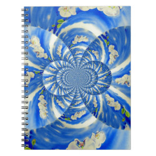 Orchid Watercolor painting, Clouds Mandala Spiral Notebook