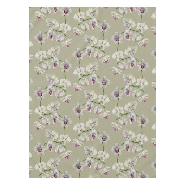 Orchid Watercolor Painting Tablecloth (Front)