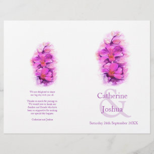 Orchid watercolor pink large Wedding Program