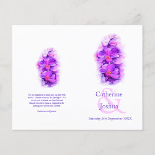 Orchid watercolor purple Wedding Programme