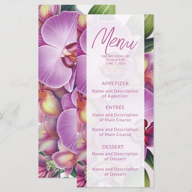 Orchid Wedding Flat Menu  (Front/Back)