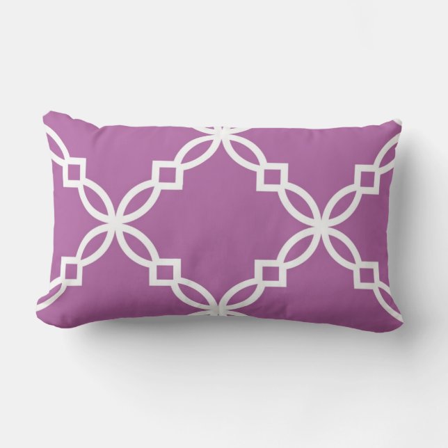 Orchid White Large Fancy Quatrefoil Pattern Lumbar Cushion (Front)