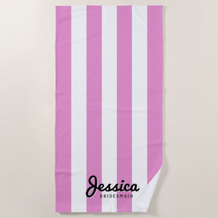 Orchid & White Stripe Bridesmaid Beach Towel
